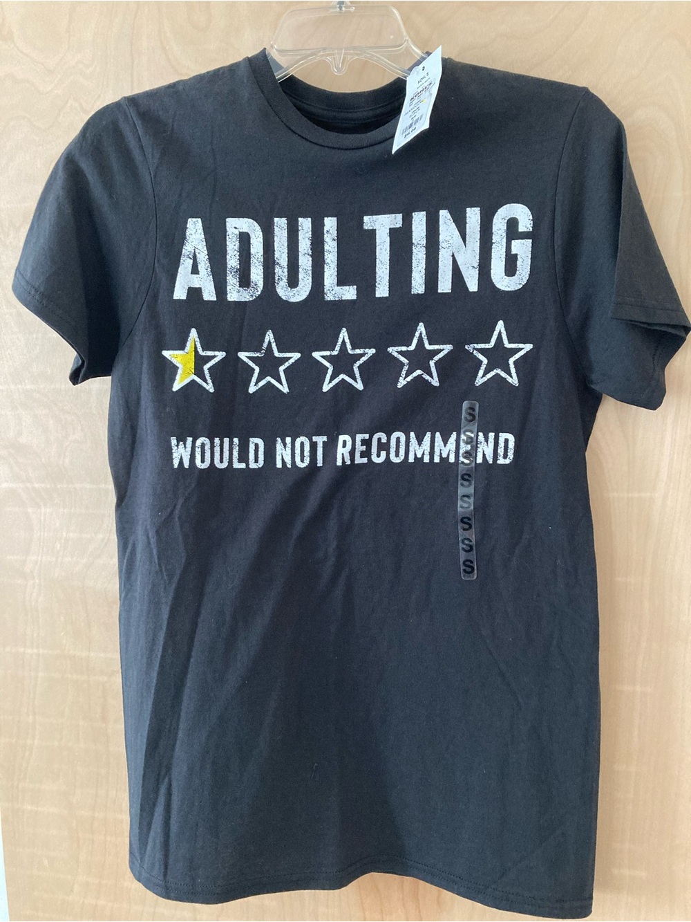 Kohl's NWT Black 'ADULTING' Graphic Tee with Yellow Star Women’s Size Small